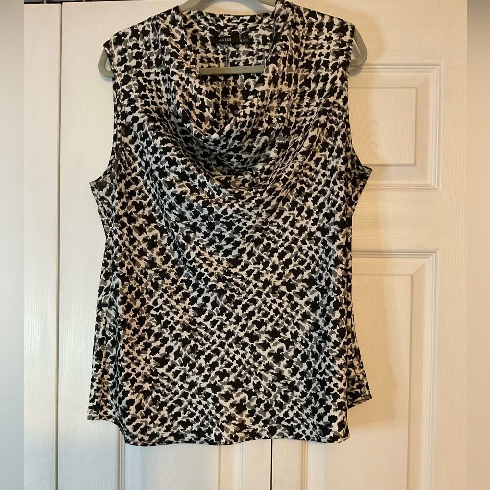 Apt. 9 Black White Gray Sleeveless Cowl Neck Top Shirt Blouse‎ XL